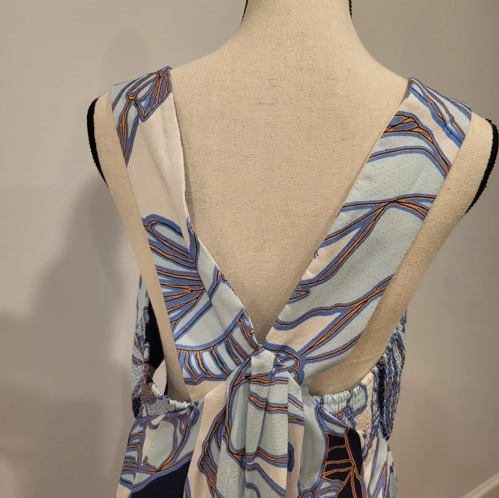 Anthropologie/Elegant Blue and White Maxi Dress - Picture 4 of 7